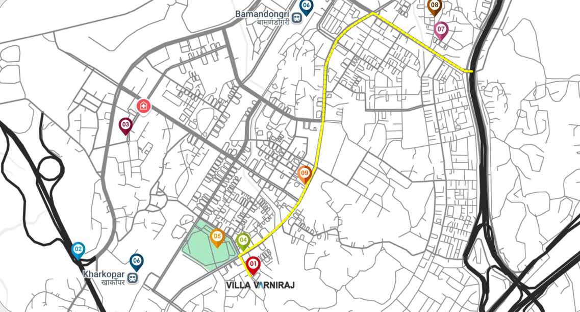 Location map around Villa Varniraj